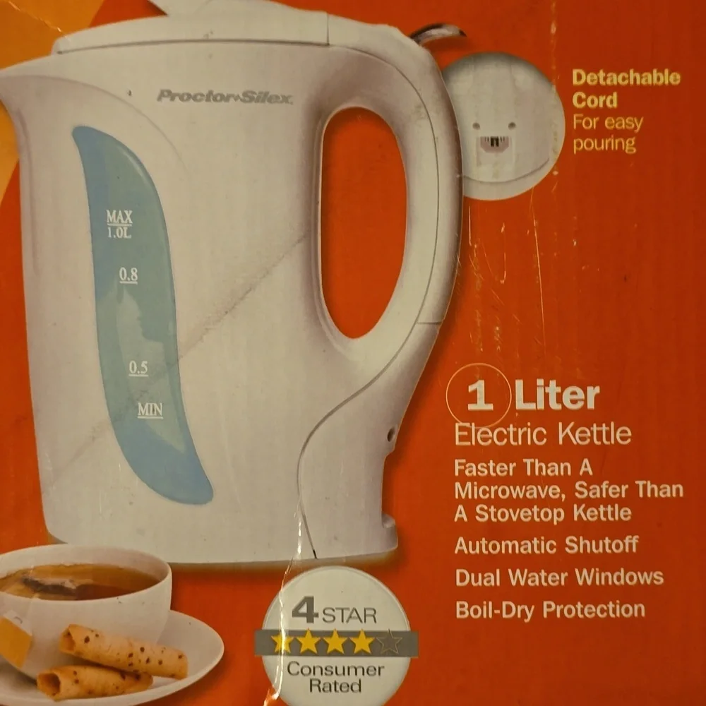 Proctor Silex Electric Tea Kettle, Water Boiler & Heater Auto-Shutoff & Boil-Dry